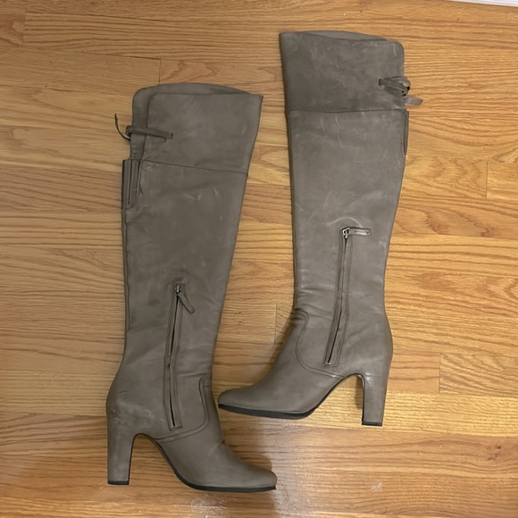 Over The knee Taupe Boots - Picture 2 of 7